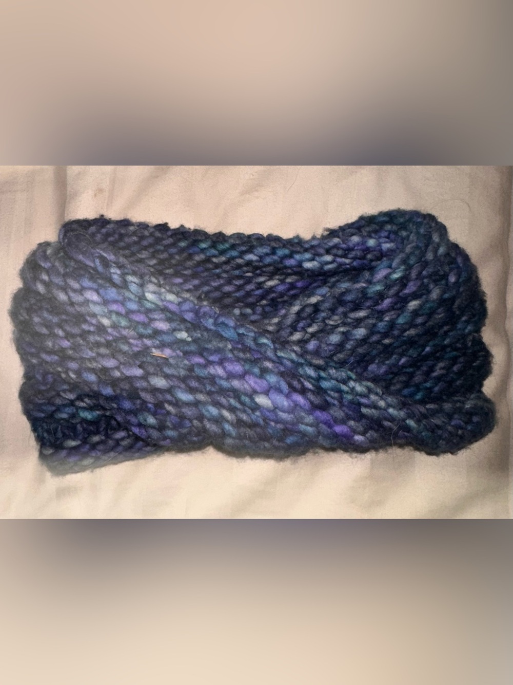 Hand-Knit Multicolor Navy Infinity Scarf